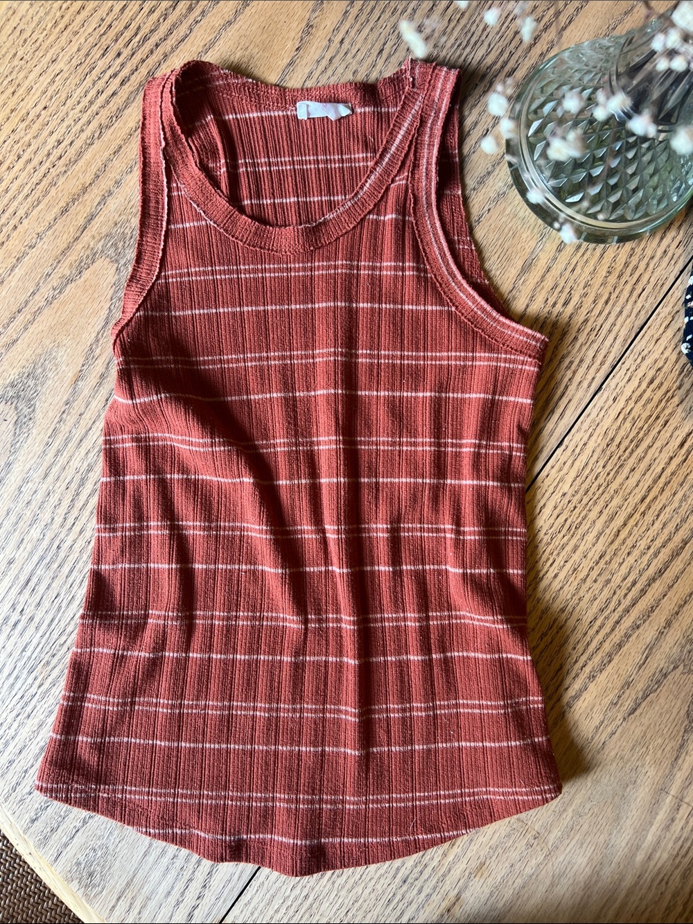Sienna Sky Rust Striped Ribbed Flowy Tank Top - Women